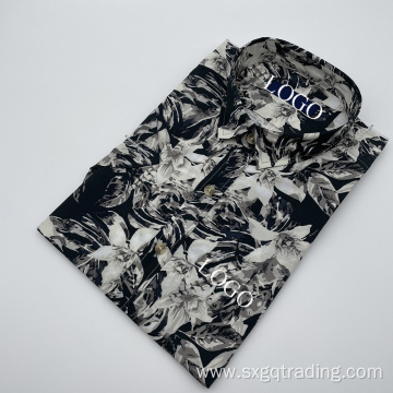 Full flower print beach men's short sleeve shirt